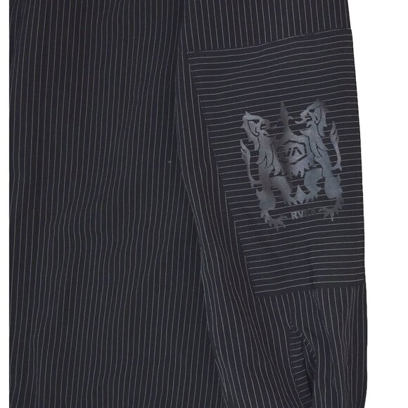 RVCA Tenore Pinstripe Button Shirt L Graphic Arm Patch Y2K Grunge Skater Surf - Picture 7 of 11